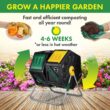 Miracle-Gro Dual Chamber Compost Tumbler – Easy-Turn, Heavy-Duty Outdoor Bin Composter with 2 Sliding Doors (2x18.5 Gal/70L)