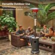 EAST OAK 48,000 BTU Patio Heater for Outdoor Use With Round Table Design, Double-Layer Stainless Steel Burner and Wheels, Gray