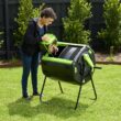 Maze 48 Gallon Outdoor Compost Bin Tumbler for Food Waste, Outdoor Compost Bin for Kitchen Garden