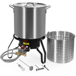 Barton - Aluminum Turkey Fryer, 52qt Capacity, 80000 BTU, 12.5" inch Large Capacity, Marinade Injector included