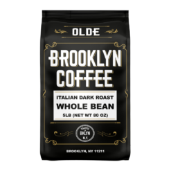 BROOKLYN COFFEE Whole Bean, Italian Dark Roast (5lb) Extra Strong, Delicious Taste, Heavenly Aroma