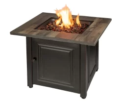 Endless Summer 30-in W Black and Orb Steel Square Propane Gas Fire Pit