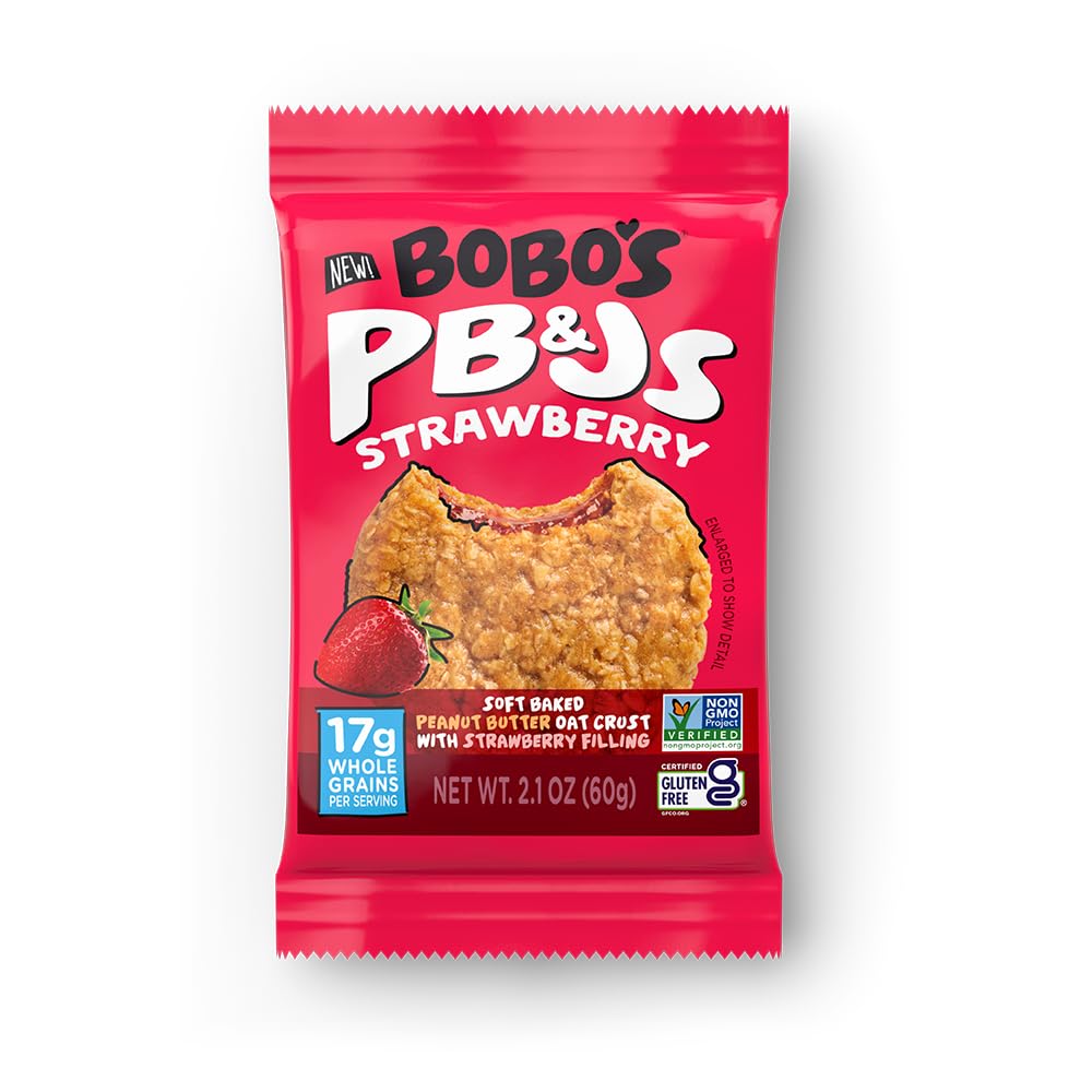 Bobo's Peanut Butter & Strawberry Jelly Oat Snack, 24 Count, Healthy Everyday Snack, a Satisfying Treat that Provides a Quick Energy Boost Bobo's Peanut Butter & Strawberry Jelly Oat Snack, 24 Count, Healthy Everyday Snack, a Satisfying Treat that Provides a Quick Energy Boost