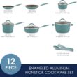 Rachael Ray Cucina Nonstick Cookware Pots and Pans Set, 12 Piece, Agave Blue
