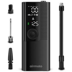 Airmoto Tire Inflator Portable Air Compressor - Air Pump for Car Tires with Tire Pressure Gauge