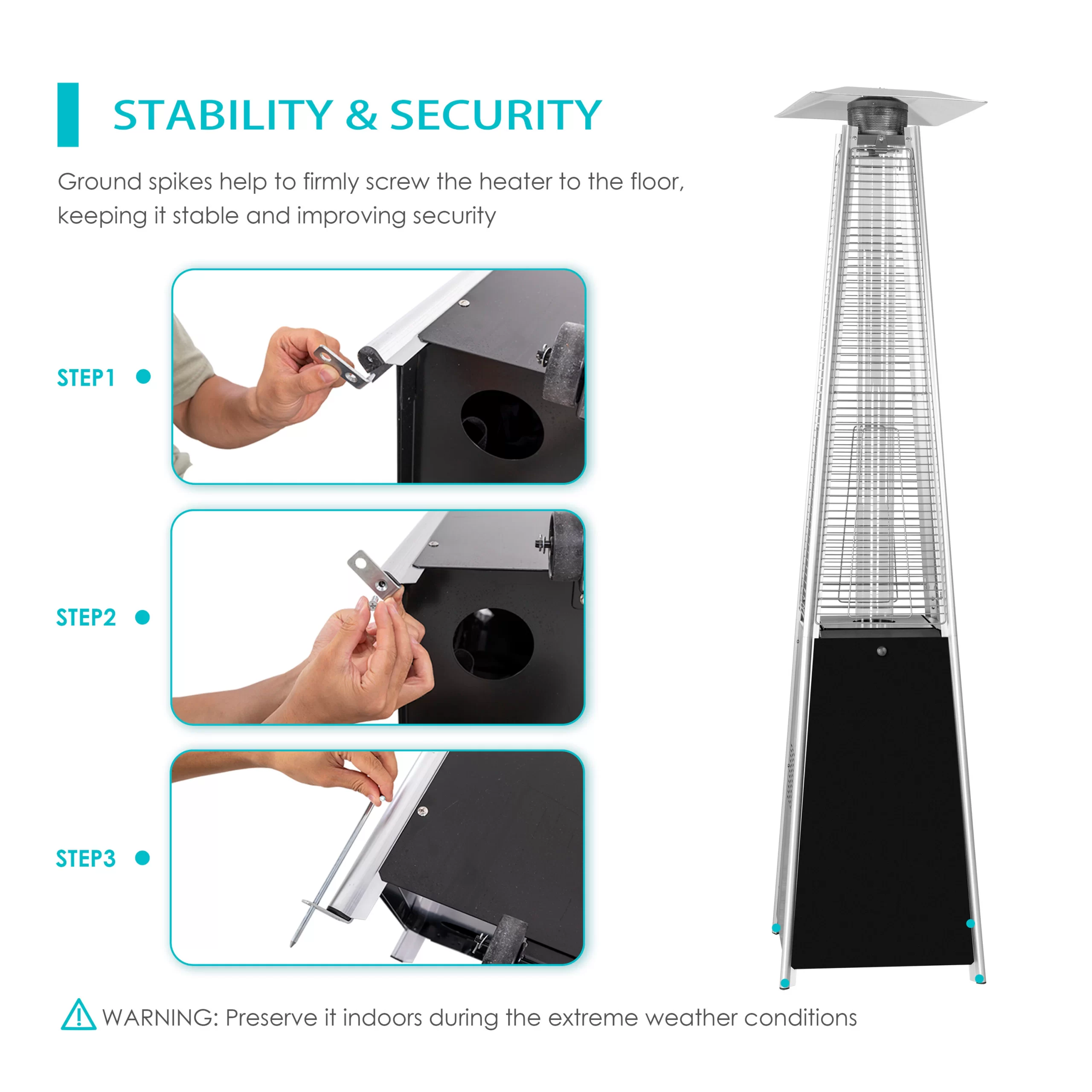 Nuu Garden 48000-BTU Black Steel Floorstanding Liquid Propane Patio Heater Nuu Garden 48000-BTU Black Steel Floorstanding Liquid Propane Patio Heater - Image 14