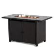 Sunjoy 43.7-in W Black and Brown Portable Steel Rectangle Tabletop Propane Gas Fire Pit Table