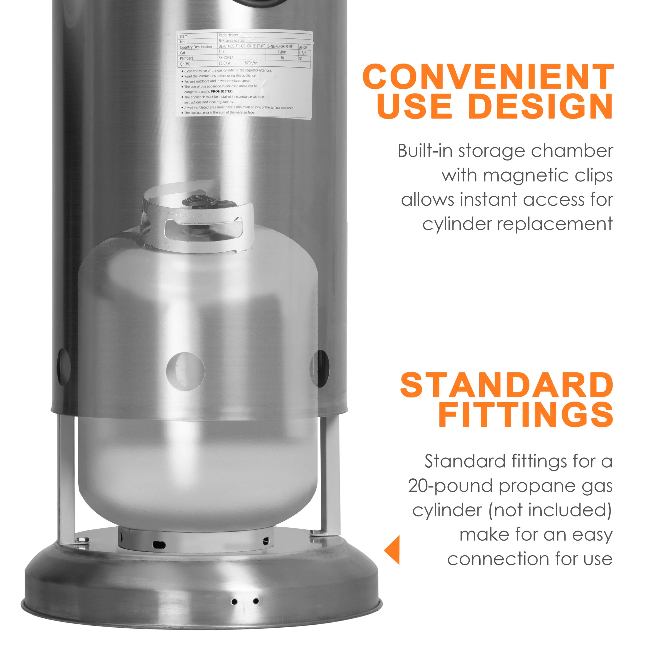 Nuu Garden 46000-BTU Silver Stainless Steel Floorstanding Liquid Propane Patio Heater Nuu Garden 46000-BTU Silver Stainless Steel Floorstanding Liquid Propane Patio Heater - Image 10