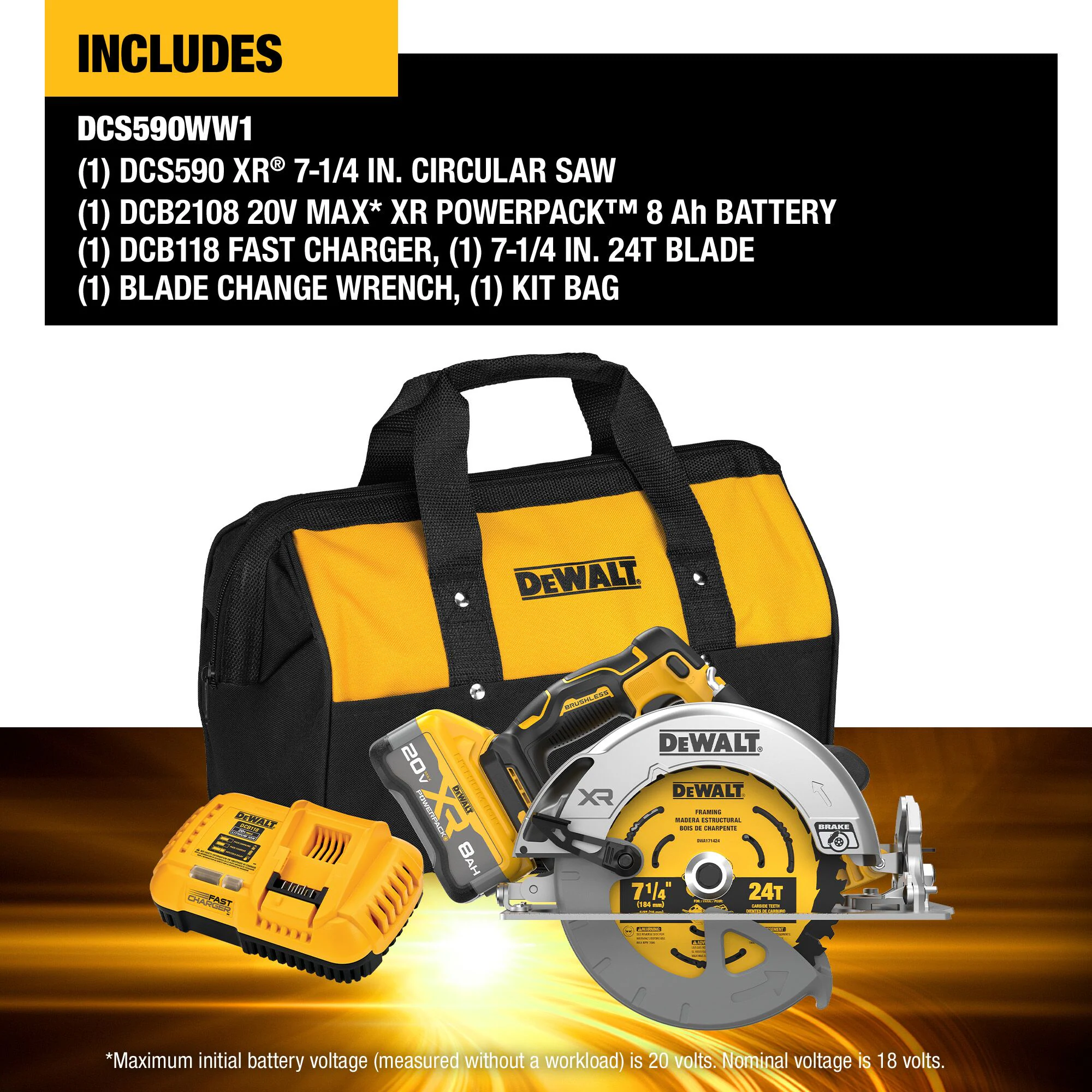 DEWALT XR 20-volt Max 7-1/4-in Brushless Cordless Circular Saw Kit (Battery & Charger Included) DEWALT XR 20-volt Max 7-1/4-in Brushless Cordless Circular Saw Kit (Battery & Charger Included) - Image 16