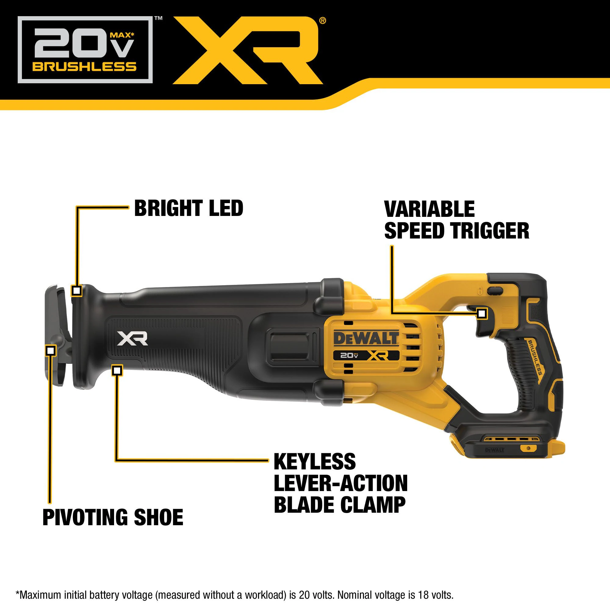 DEWALT XR 20-volt Max Variable Brushless Cordless Reciprocating Saw (Battery and Charger Not Included) DEWALT XR 20-volt Max Variable Brushless Cordless Reciprocating Saw (Battery and Charger Not Included) - Image 15