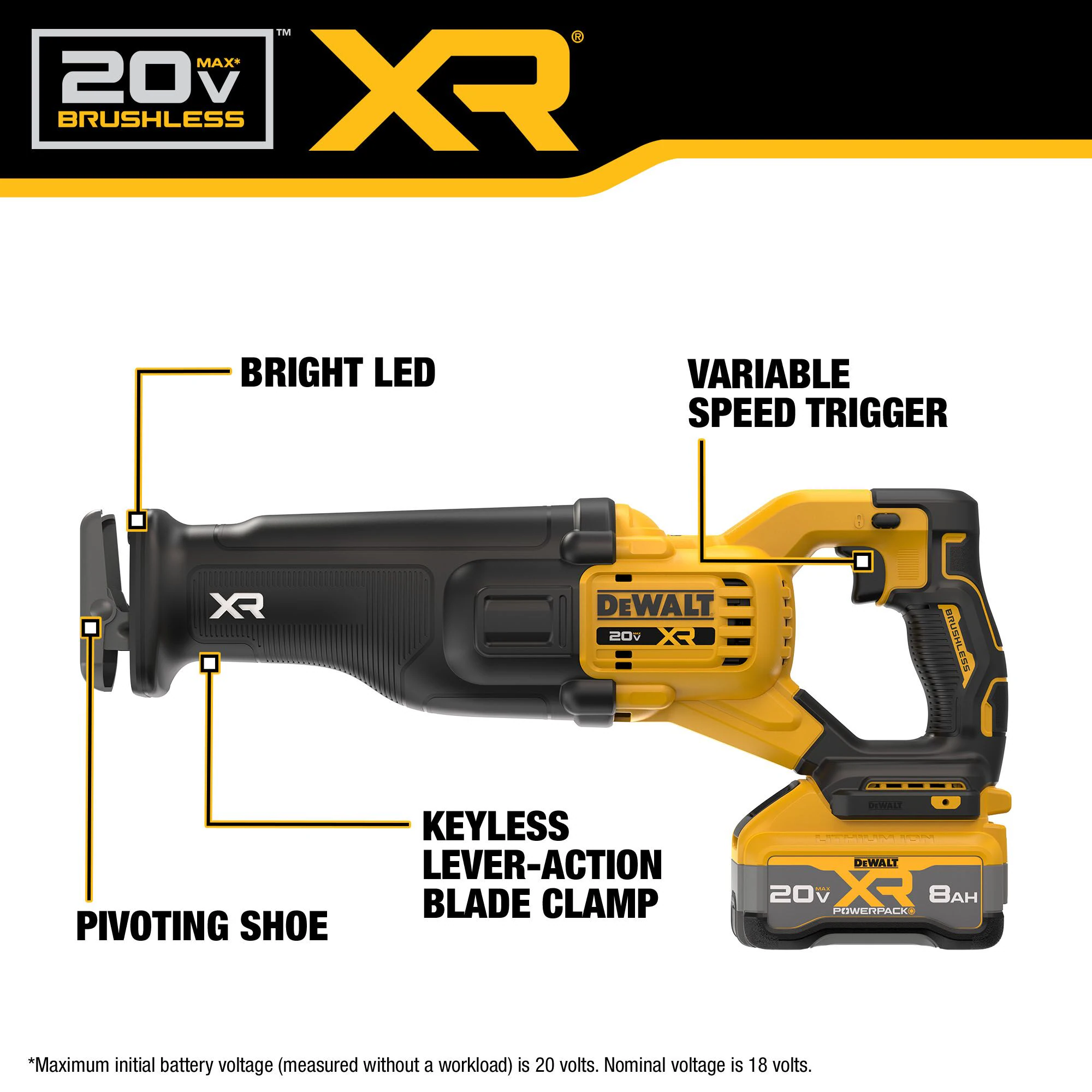 DEWALT XR 20-volt Max Variable Brushless Cordless Reciprocating Saw (Battery & Charger Included) DEWALT XR 20-volt Max Variable Brushless Cordless Reciprocating Saw (Battery & Charger Included) - Image 15