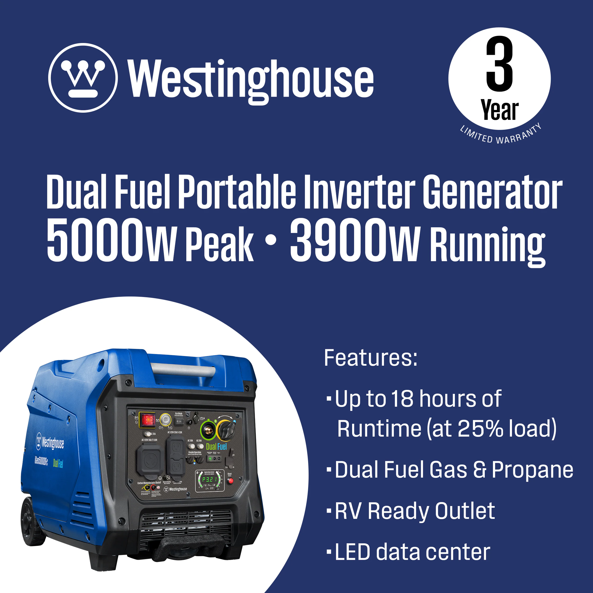 Westinghouse iGen5000DFc Remote Electric Start 5000-Watt Dual Fuel (Gasoline/Propane) Inverter Generator Westinghouse iGen5000DFc Remote Electric Start 5000-Watt Dual Fuel (Gasoline/Propane) Inverter Generator - Image 14