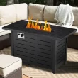 COWSAR 42.9-in W Black Stainless Steel Rectangle Tabletop Propane Gas Fire Pit Table