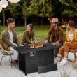 COWSAR 42.9-in W Black Stainless Steel Rectangle Tabletop Propane Gas Fire Pit Table
