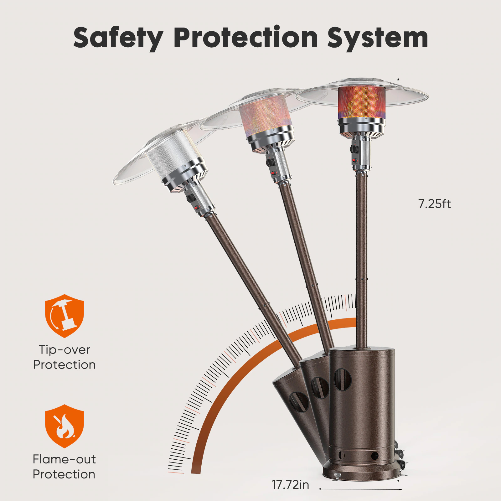 Mondawe 48000-BTU Brown Stainless Steel Floorstanding Liquid Propane Patio Heater Mondawe 48000-BTU Brown Stainless Steel Floorstanding Liquid Propane Patio Heater - Image 8