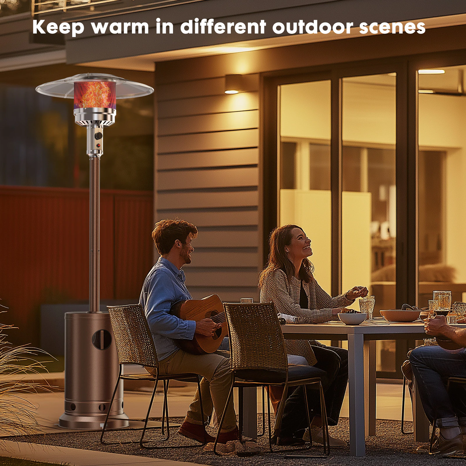 Mondawe 48000-BTU Brown Stainless Steel Floorstanding Liquid Propane Patio Heater Mondawe 48000-BTU Brown Stainless Steel Floorstanding Liquid Propane Patio Heater - Image 7