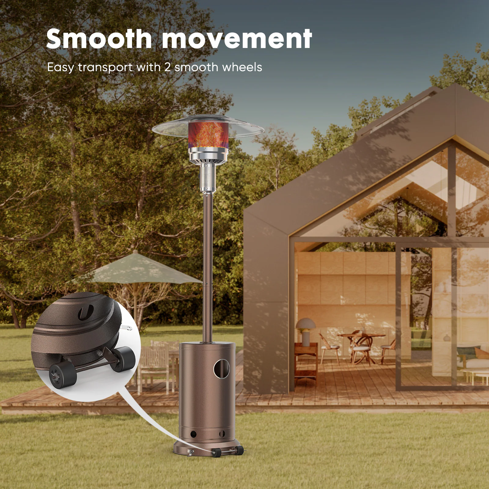 Mondawe 48000-BTU Brown Stainless Steel Floorstanding Liquid Propane Patio Heater Mondawe 48000-BTU Brown Stainless Steel Floorstanding Liquid Propane Patio Heater - Image 4
