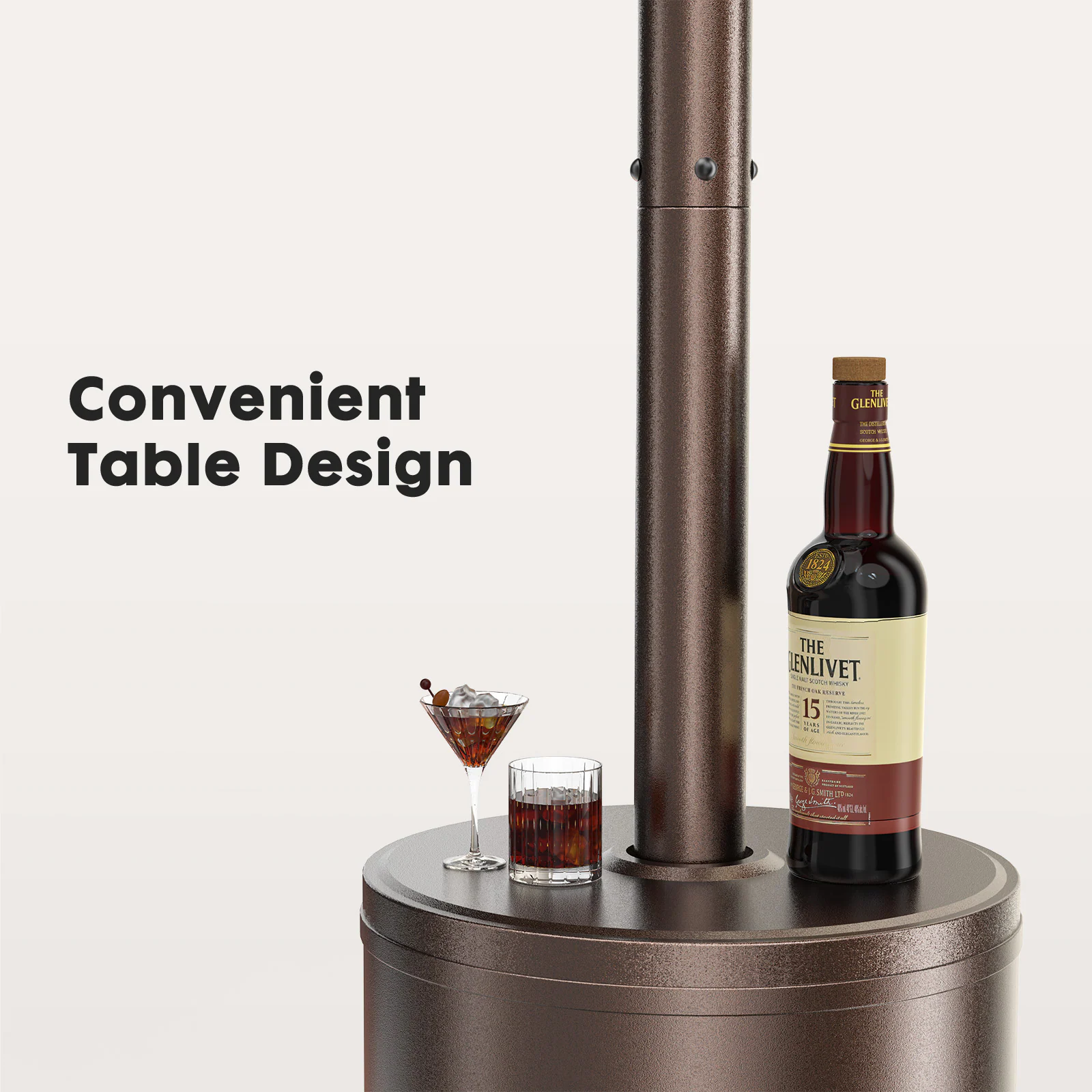Mondawe 48000-BTU Brown Stainless Steel Floorstanding Liquid Propane Patio Heater Mondawe 48000-BTU Brown Stainless Steel Floorstanding Liquid Propane Patio Heater - Image 2