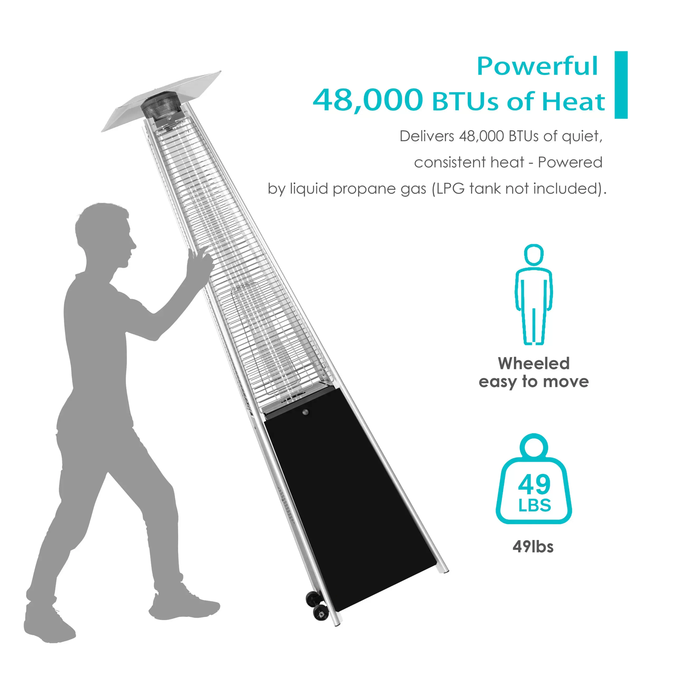 Nuu Garden 48000-BTU Black Steel Floorstanding Liquid Propane Patio Heater Nuu Garden 48000-BTU Black Steel Floorstanding Liquid Propane Patio Heater - Image 15