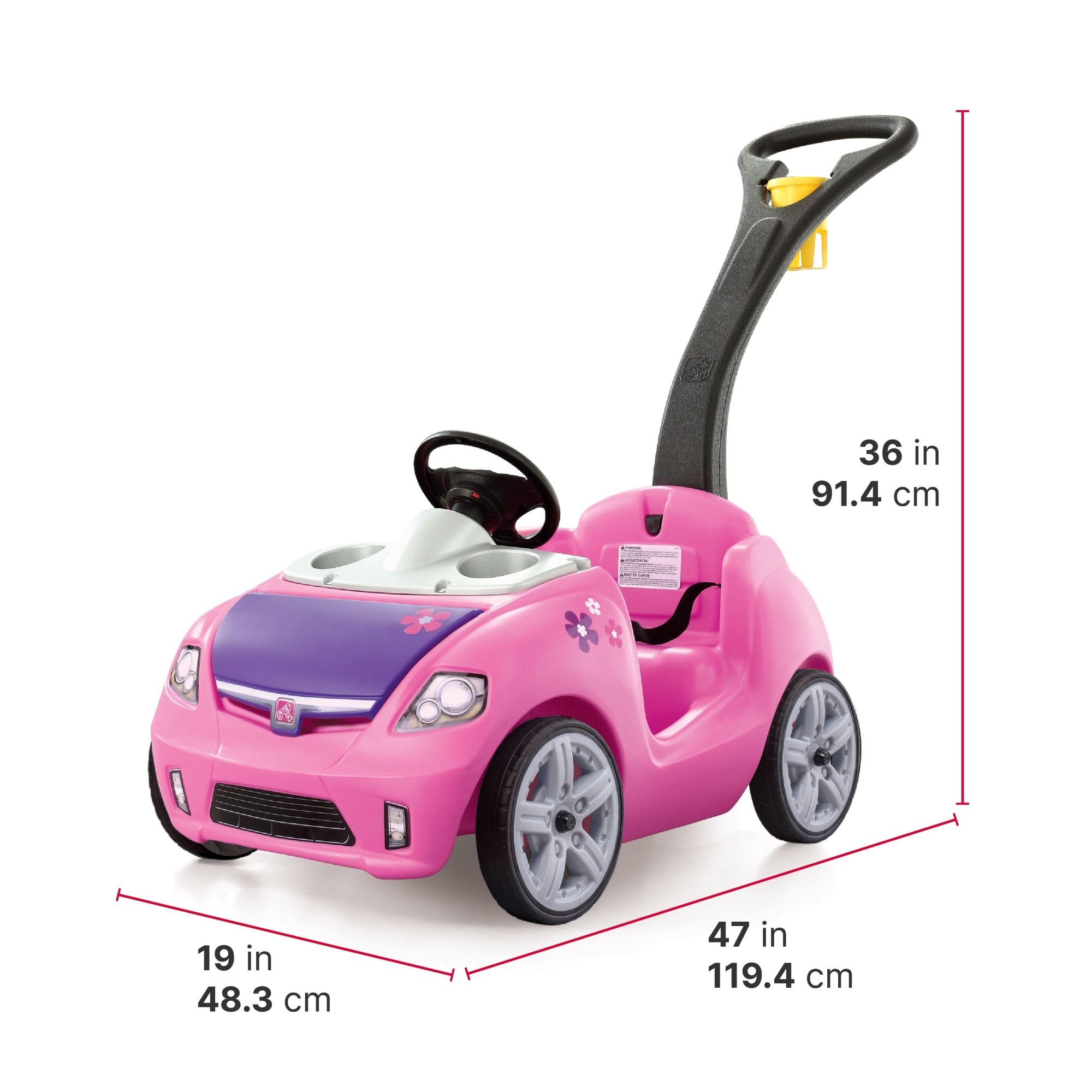 Step2 Whisper Ride II Ride On Push Toy Car, Pink – Ride On Car with Included Seat Belt, Easy Storage and Transport Step2 Whisper Ride II Ride On Push Toy Car, Pink – Ride On Car with Included Seat Belt, Easy Storage and Transport - Image 3