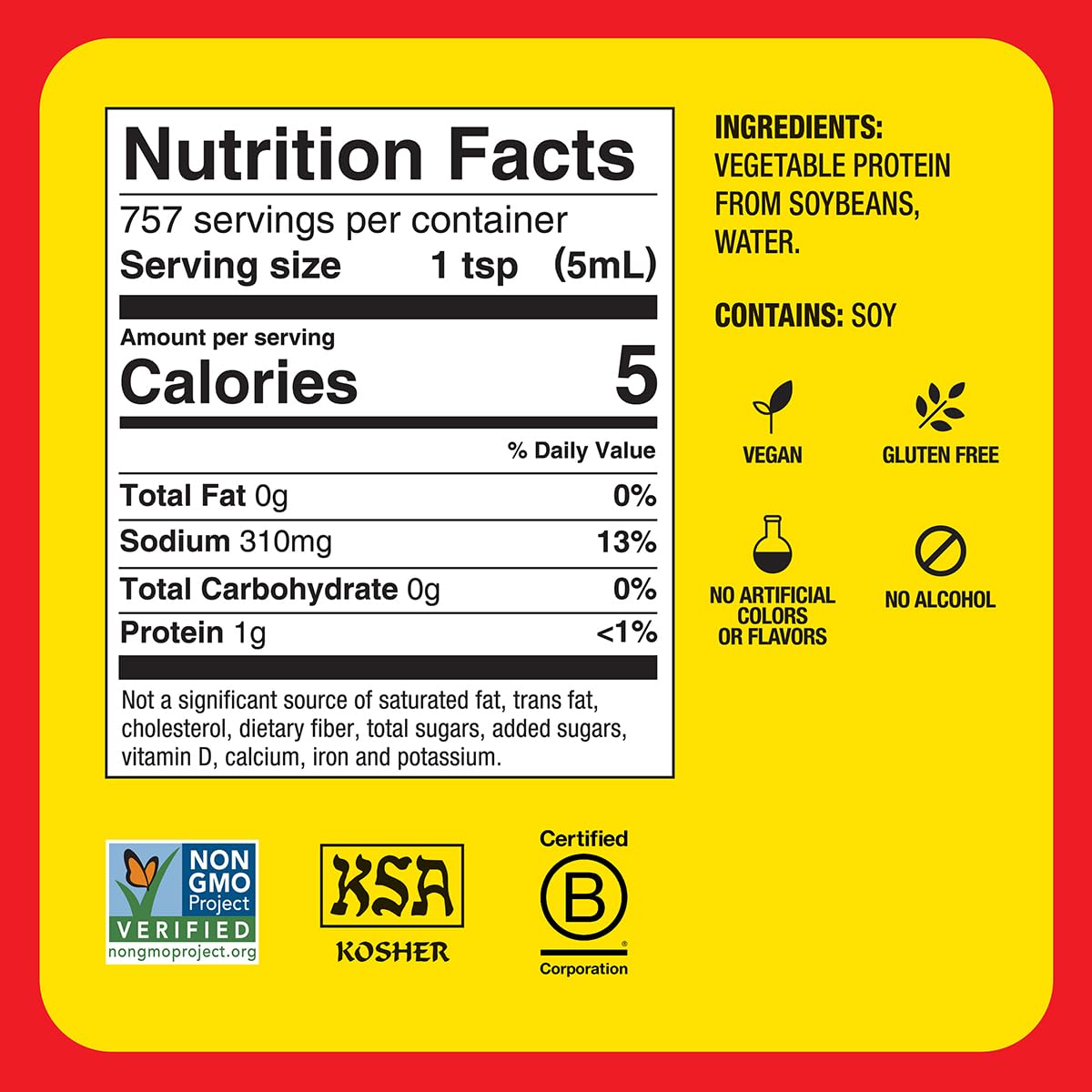 Bragg Liquid Aminos All Purpose Seasoning – Soy Sauce Alternative – Gluten Free, No GMO’s, Kosher Certified, 1 Gallon Bragg Liquid Aminos All Purpose Seasoning – Soy Sauce Alternative – Gluten Free, No GMO’s, Kosher Certified, 1 Gallon - Image 4