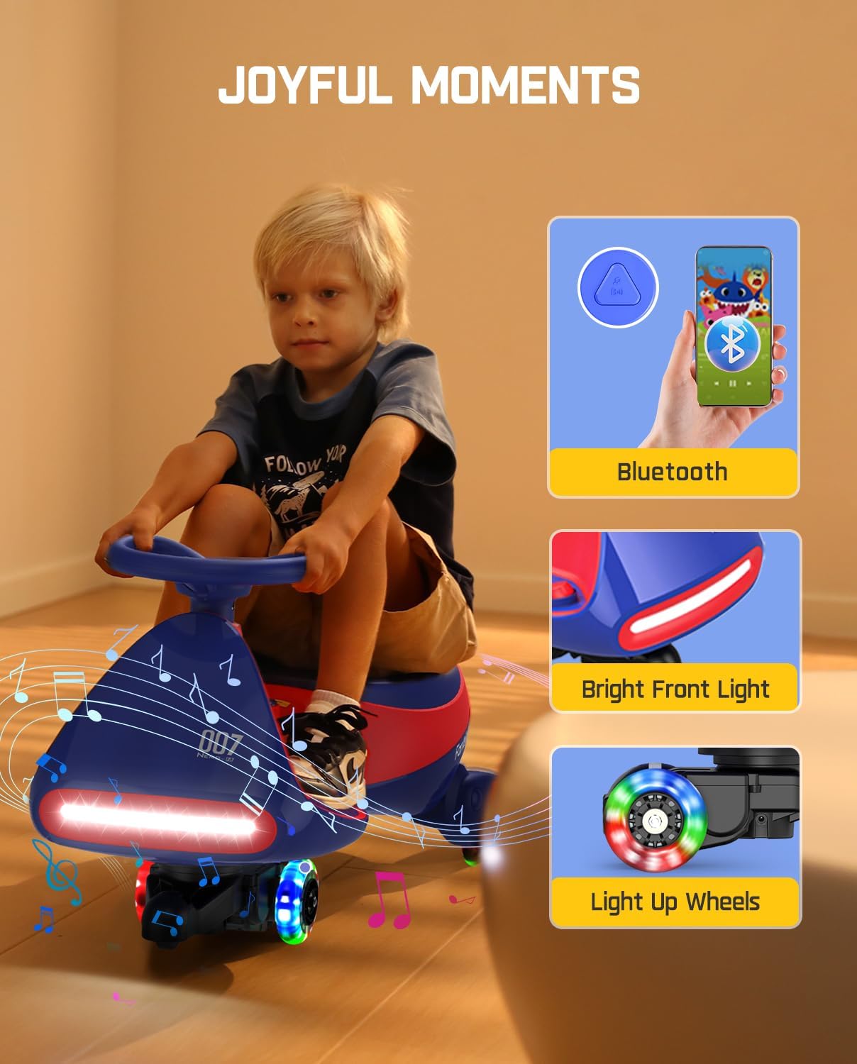 FanttikRide 12V N7 Pro Electric Wiggle Car with Pedal, Rechargeable Battery, 2 in 1 Swing Car, 2 Speed Ride On Toy, Blue FanttikRide 12V N7 Pro Electric Wiggle Car with Pedal, Rechargeable Battery, 2 in 1 Swing Car, 2 Speed Ride On Toy, Blue - Image 6