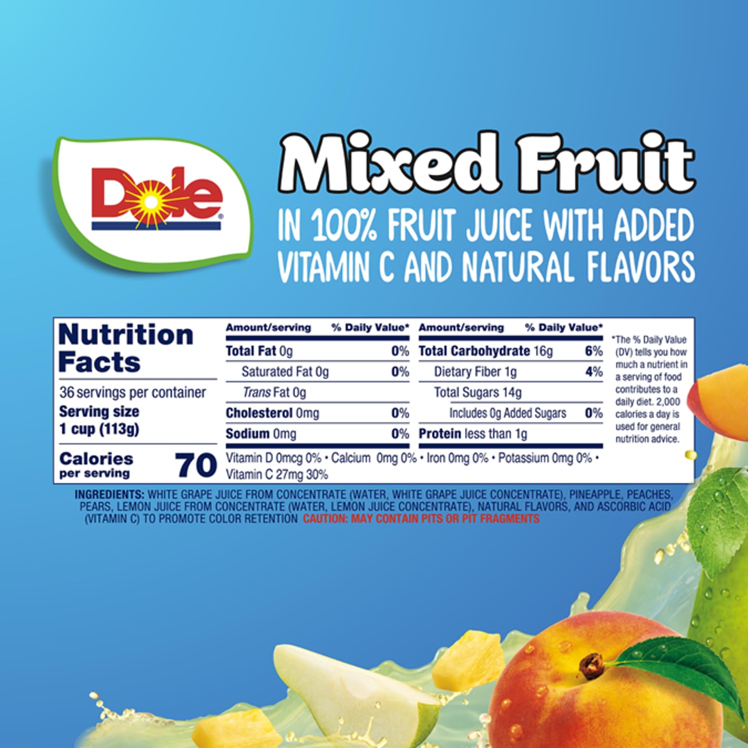 Dole Fruit Bowls Mixed Fruit in 100% Juice Snacks, 4oz 36 Total Cups, Gluten & Dairy Free, Bulk Lunch Snacks for Kids & Adults Dole Fruit Bowls Mixed Fruit in 100% Juice Snacks, 4oz 36 Total Cups, Gluten & Dairy Free, Bulk Lunch Snacks for Kids & Adults - Image 3