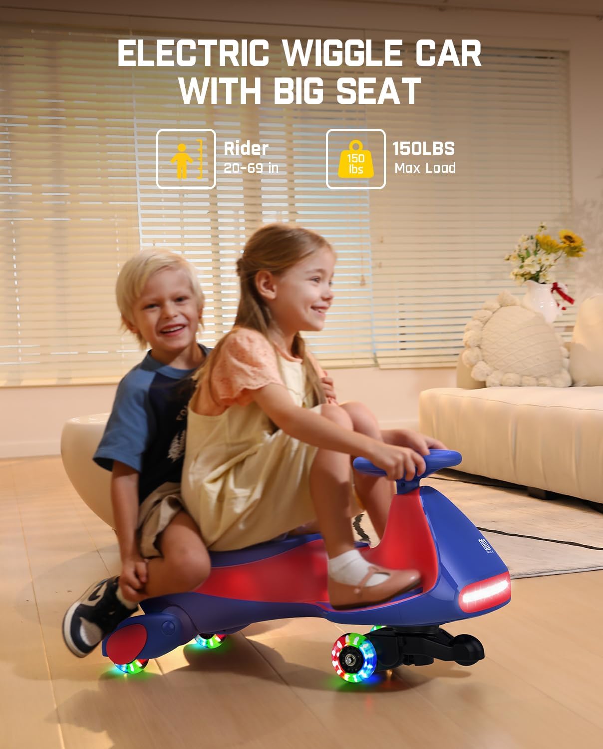 FanttikRide 12V N7 Pro Electric Wiggle Car with Pedal, Rechargeable Battery, 2 in 1 Swing Car, 2 Speed Ride On Toy, Blue FanttikRide 12V N7 Pro Electric Wiggle Car with Pedal, Rechargeable Battery, 2 in 1 Swing Car, 2 Speed Ride On Toy, Blue - Image 7