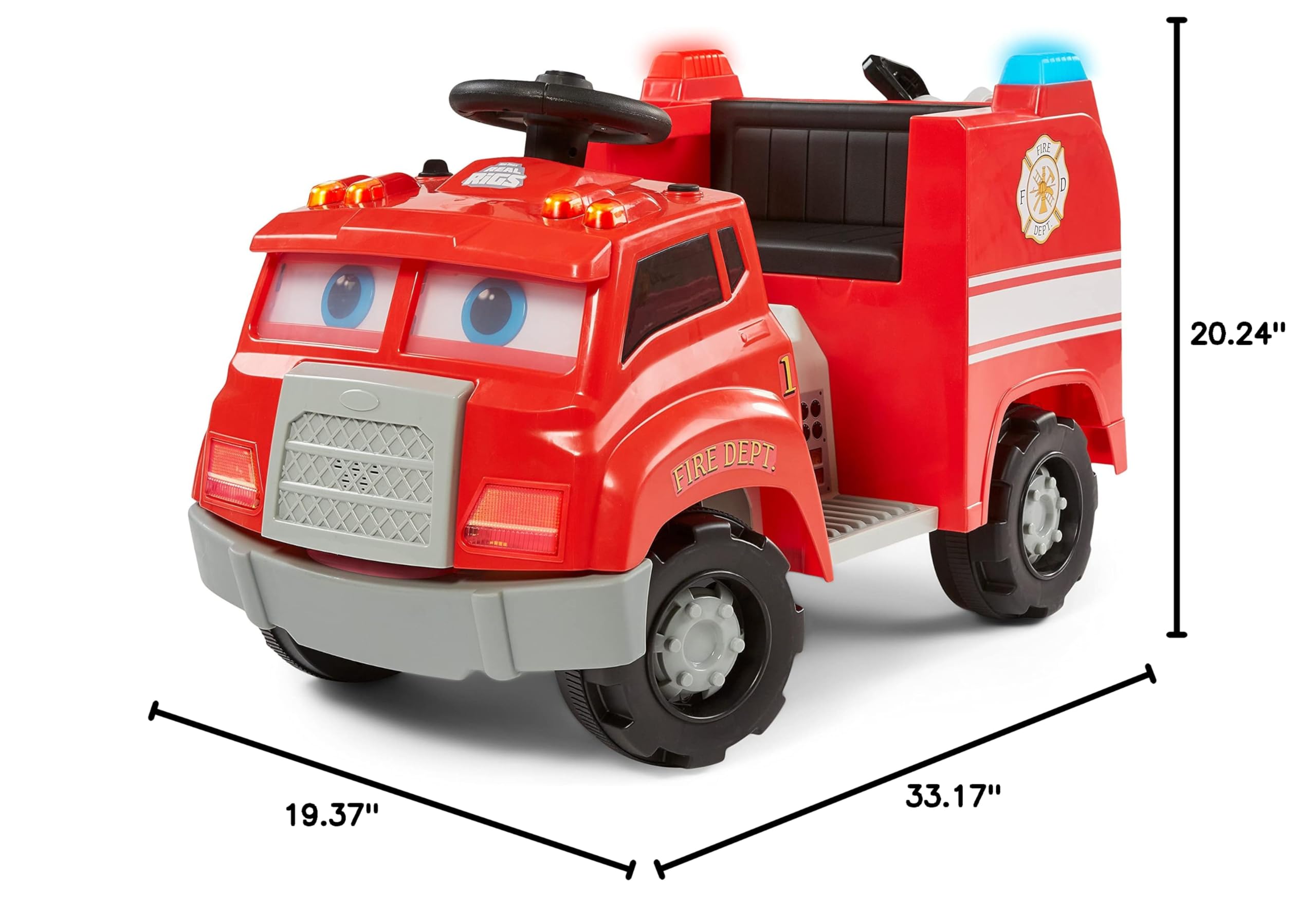 Kid Trax Real Rigs Toddler Fire Truck Interactive Ride On Toy, Kids Ages 1.5-4 Years, 6 Volt Battery and Charger, Sound Effects, Red, Large Kid Trax Real Rigs Toddler Fire Truck Interactive Ride On Toy, Kids Ages 1.5-4 Years, 6 Volt Battery and Charger, Sound Effects, Red, Large - Image 2