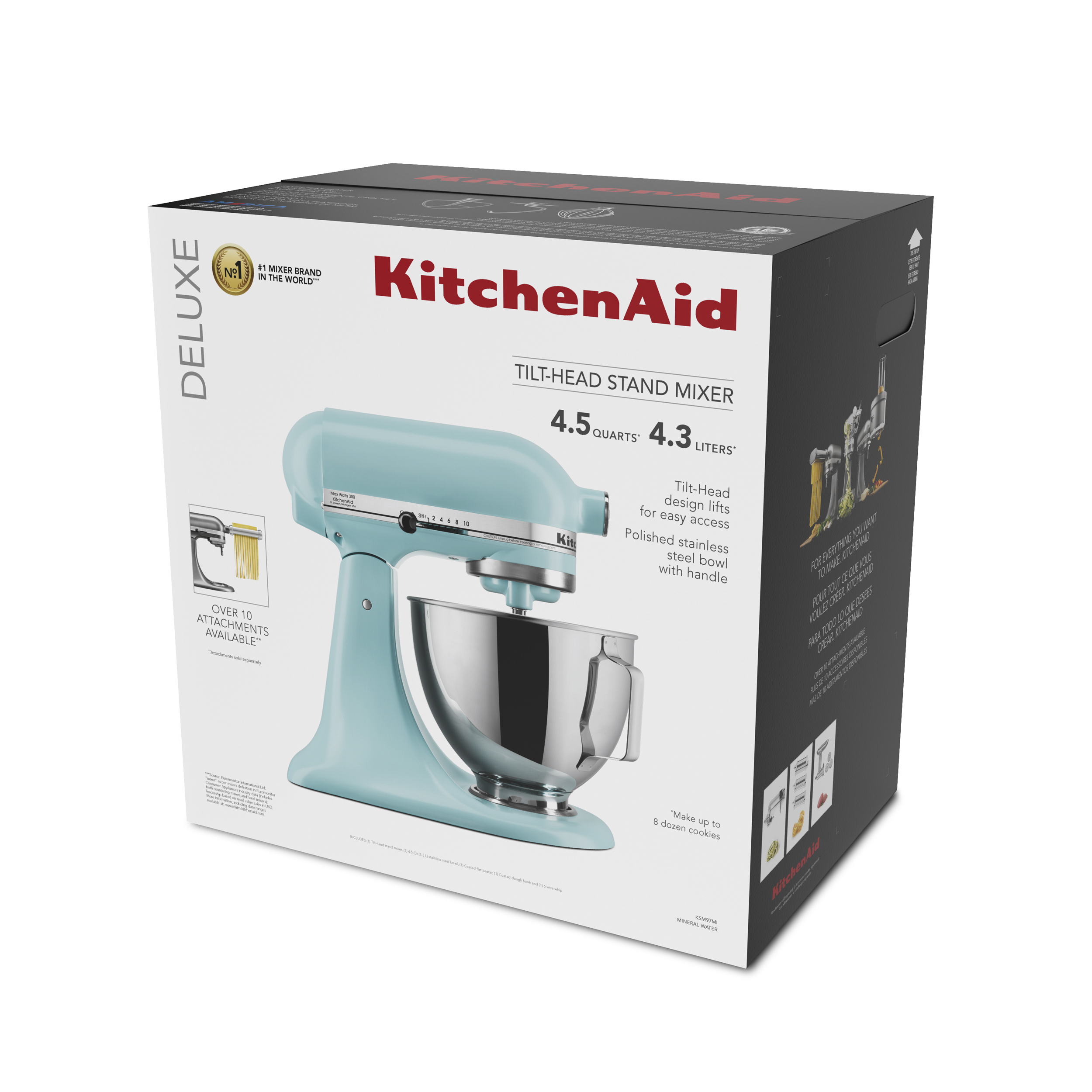 KitchenAid Deluxe 4.5 Quart Tilt-Head Stand Mixer, Mineral Water Blue, KSM97MI KitchenAid Deluxe 4.5 Quart Tilt-Head Stand Mixer, Mineral Water Blue, KSM97MI - Image 2