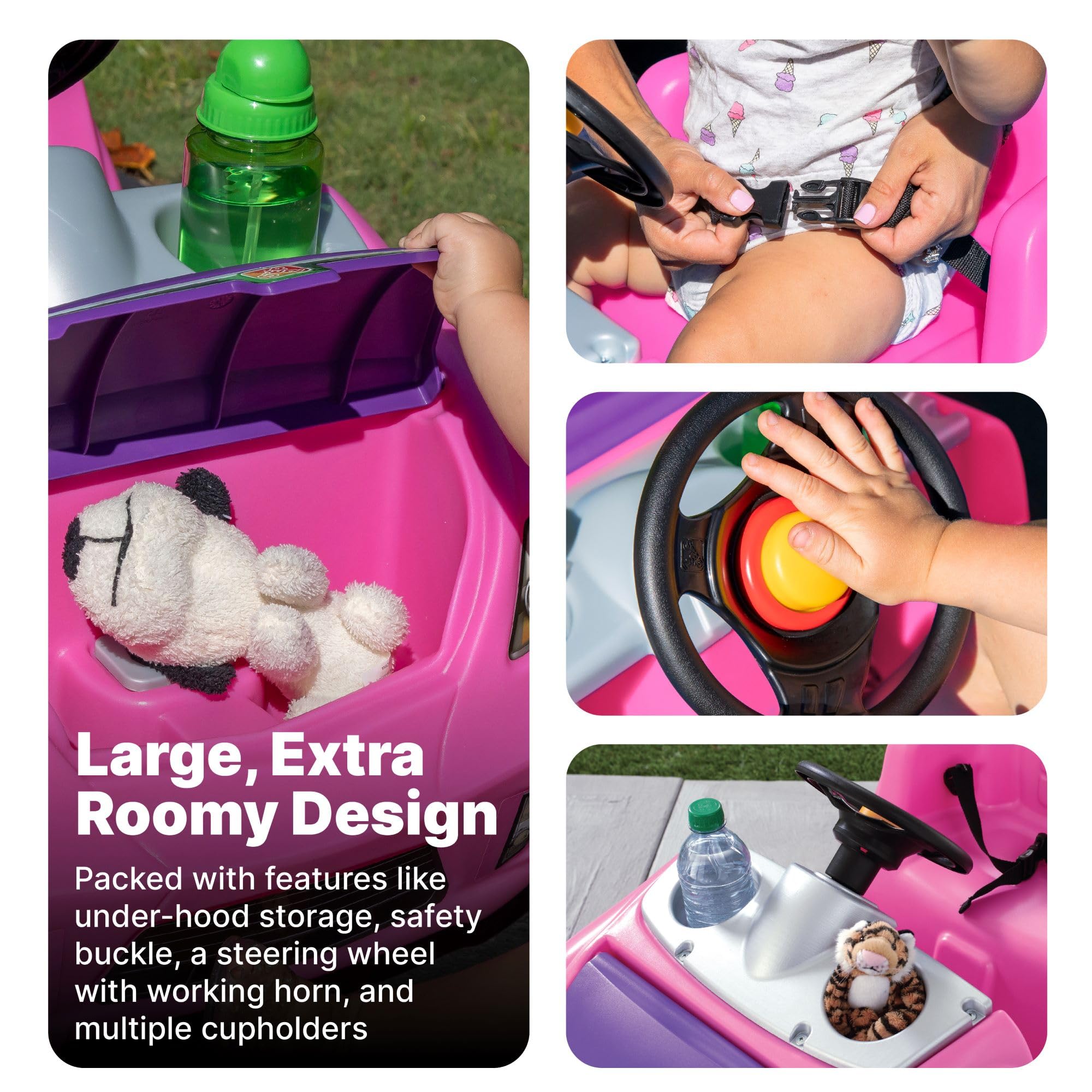 Step2 Whisper Ride II Ride On Push Toy Car, Pink – Ride On Car with Included Seat Belt, Easy Storage and Transport Step2 Whisper Ride II Ride On Push Toy Car, Pink – Ride On Car with Included Seat Belt, Easy Storage and Transport - Image 5