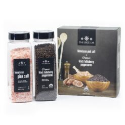 The Spice Lab Pink Himalayan Salt Coarse 2.2 Pound Tub & USDA Organic Tellicherry Peppercorns 18oz Tub