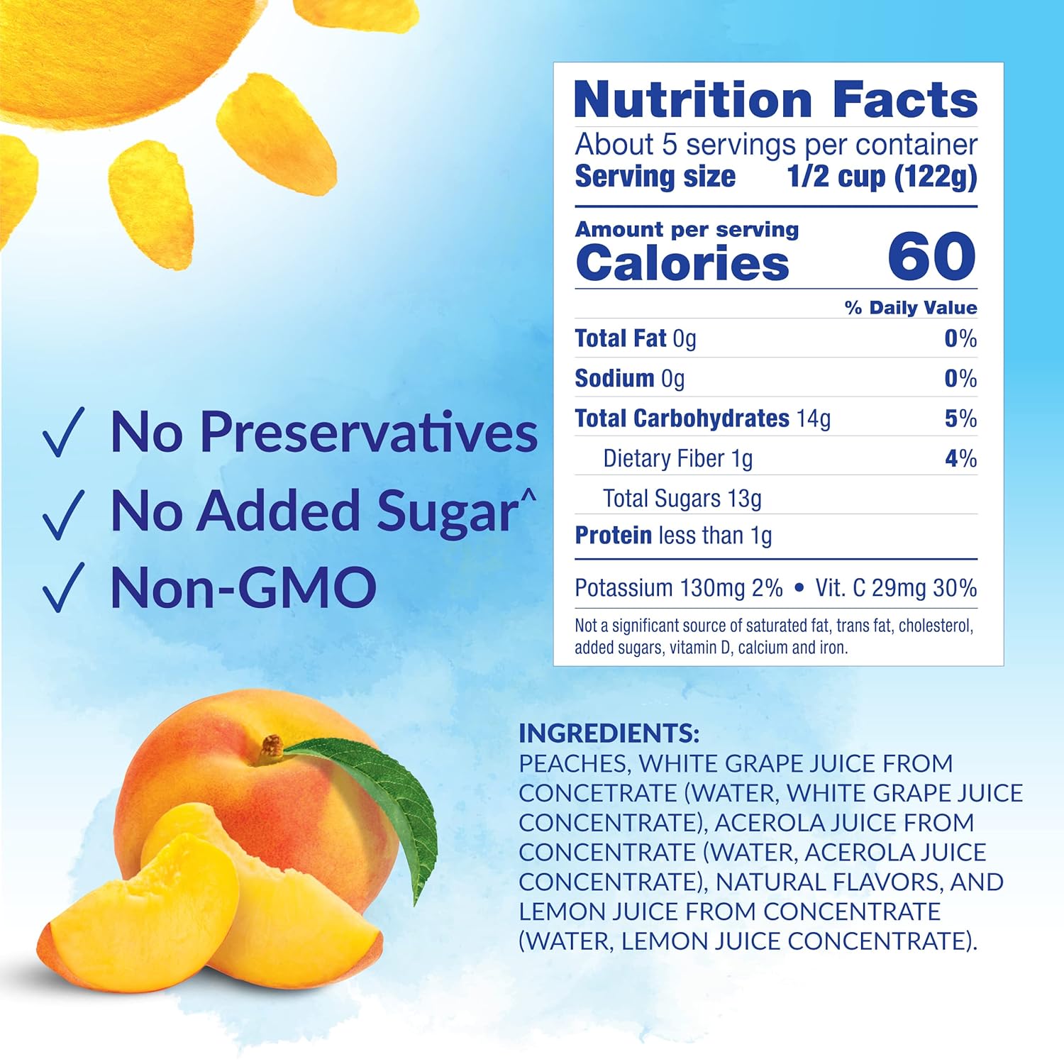 Dole Fruit Jars, Yellow Cling Sliced Peaches in 100% Fruit Juice, Gluten Free, Pantry Staples, 23.5 Oz Resealable Jars, (Pack of 8) Dole Fruit Jars, Yellow Cling Sliced Peaches in 100% Fruit Juice, Gluten Free, Pantry Staples, 23.5 Oz Resealable Jars, (Pack of 8) - Image 6