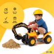 Play22 Toy Tractors for Kids Ride On Excavator - Music Sounds Digger Scooter Bulldozer Includes Helmet with Rocks