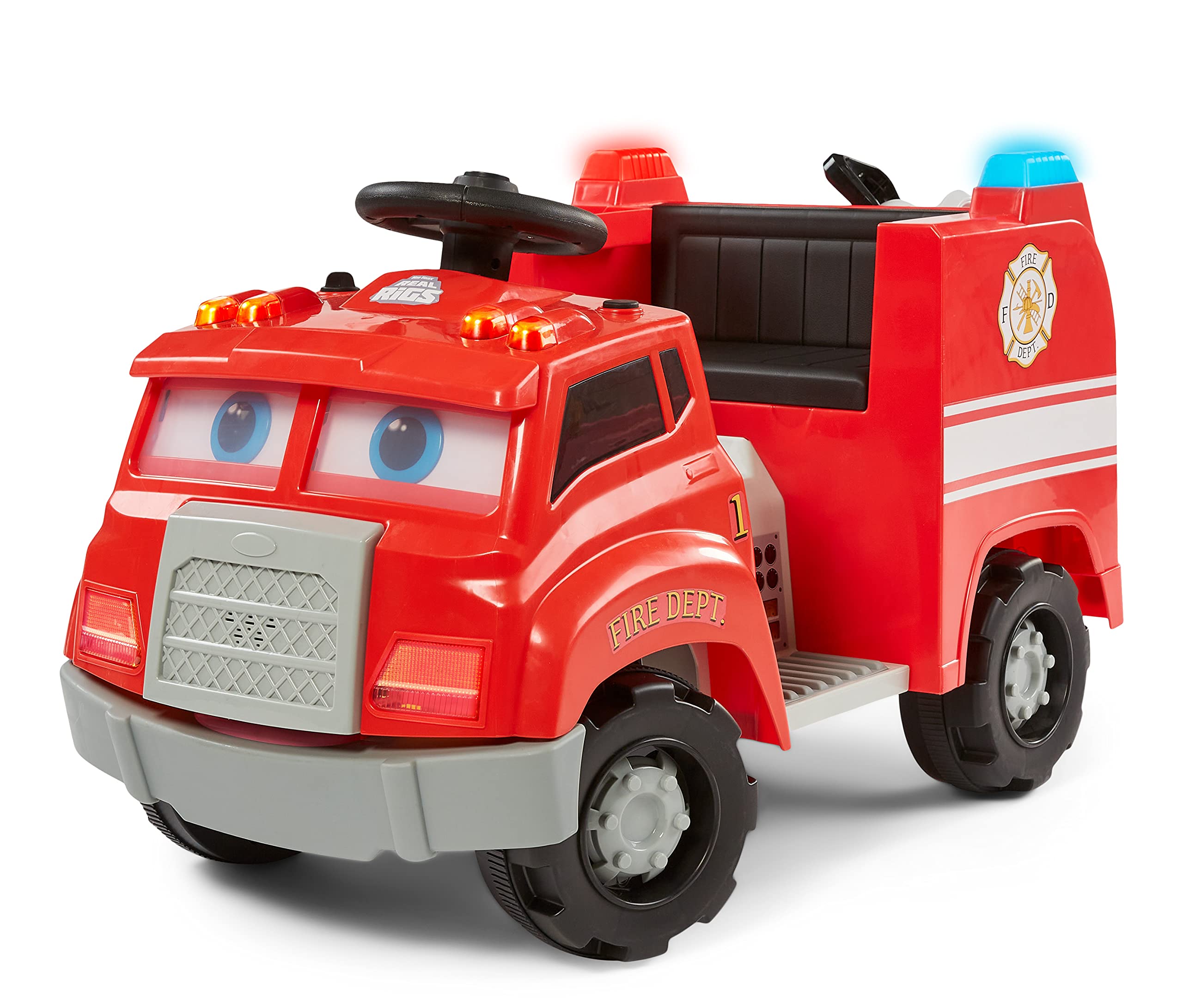 Kid Trax Real Rigs Toddler Fire Truck Interactive Ride On Toy, Kids Ages 1.5-4 Years, 6 Volt Battery and Charger, Sound Effects, Red, Large Kid Trax Real Rigs Toddler Fire Truck Interactive Ride On Toy, Kids Ages 1.5-4 Years, 6 Volt Battery and Charger, Sound Effects, Red, Large