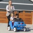 Step2 Side-by-Side Push Around SUV, Kids Push Car, 2 Seats, Stroller Substitute, Includes Seat Belts & Horns, Blue