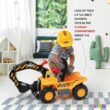 Play22 Toy Tractors for Kids Ride On Excavator - Music Sounds Digger Scooter Bulldozer Includes Helmet with Rocks