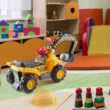 Play22 Toy Tractors for Kids Ride On Excavator - Music Sounds Digger Scooter Bulldozer Includes Helmet with Rocks