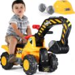 Play22 Toy Tractors for Kids Ride On Excavator - Music Sounds Digger Scooter Bulldozer Includes Helmet with Rocks