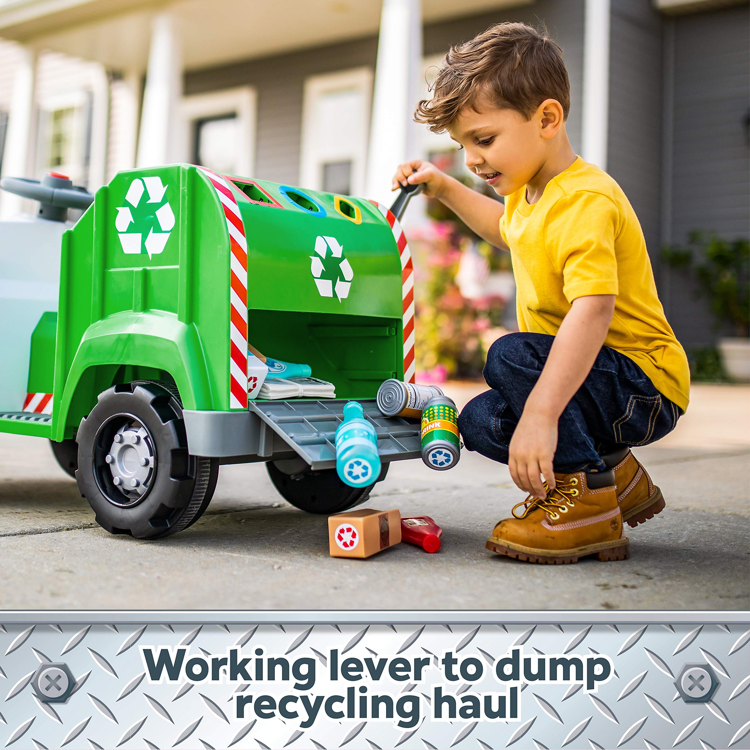 Kid Trax Real Rigs Toddler Recycling Truck Interactive Ride On Toy, Kids Ages 1.5-4 Years, 6 Volt Battery and Charger, Green Kid Trax Real Rigs Toddler Recycling Truck Interactive Ride On Toy, Kids Ages 1.5-4 Years, 6 Volt Battery and Charger, Green - Image 6