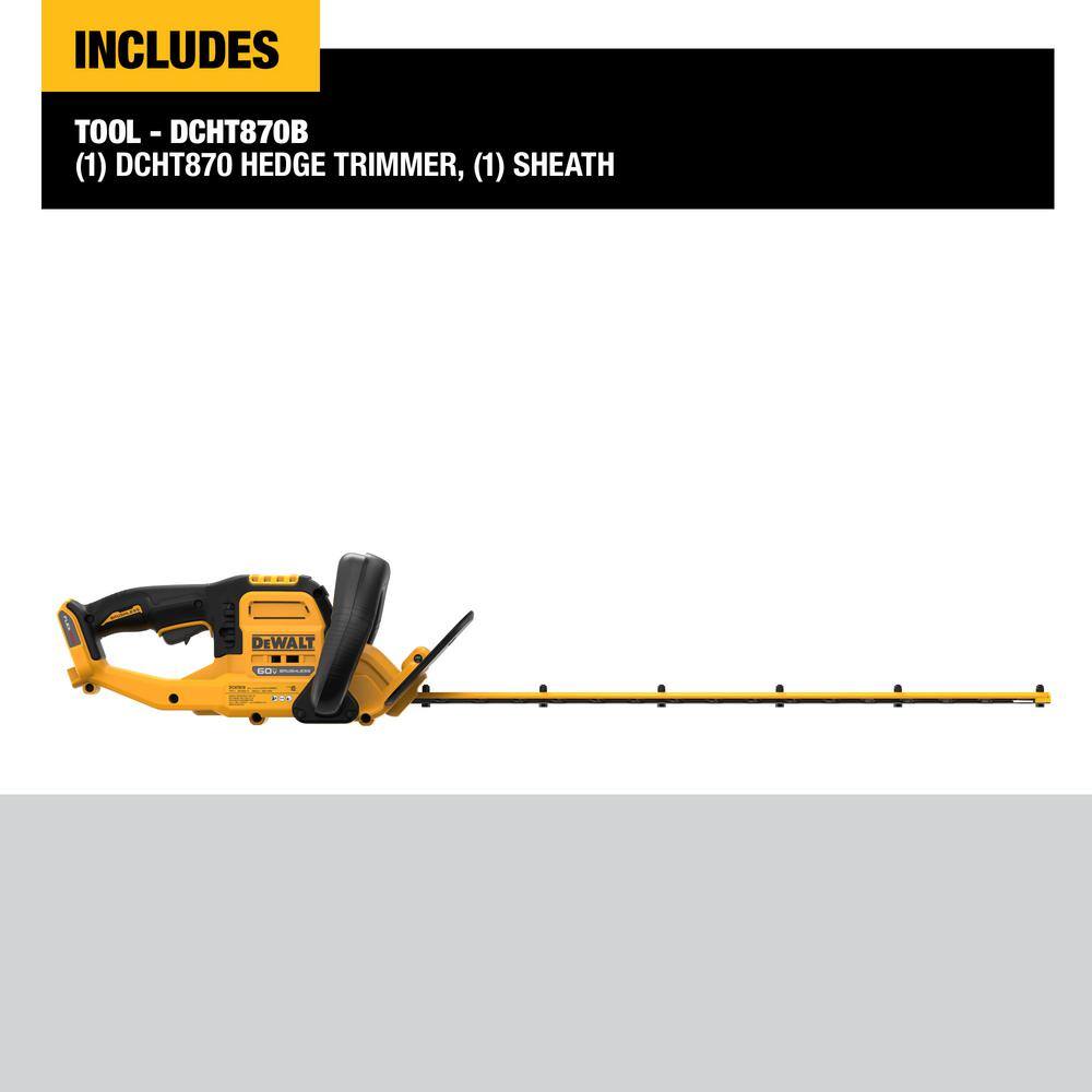 DEWALT DCHT870B FLEXVOLT 60V MAX 26 in. Brushless Cordless Battery Powered Hedge Trimmer (Tool Only) DEWALT DCHT870B FLEXVOLT 60V MAX 26 in. Brushless Cordless Battery Powered Hedge Trimmer (Tool Only) - Image 13