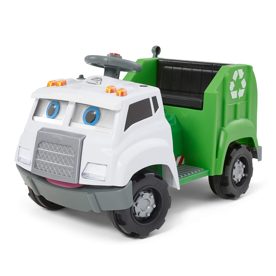 Kid Trax Real Rigs Toddler Recycling Truck Interactive Ride On Toy, Kids Ages 1.5-4 Years, 6 Volt Battery and Charger, Green Kid Trax Real Rigs Toddler Recycling Truck Interactive Ride On Toy, Kids Ages 1.5-4 Years, 6 Volt Battery and Charger, Green