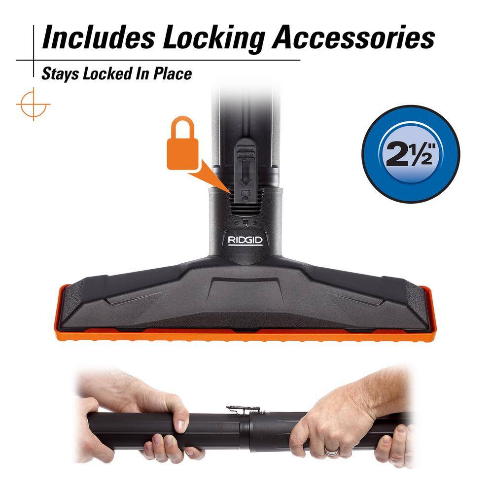 RIDGID WD1956 16 Gallon 6.5 Peak HP Stainless Steel Shop Vac Wet Dry Vacuum with Fine Dust Filter, Hose and Accessory Attachments RIDGID WD1956 16 Gallon 6.5 Peak HP Stainless Steel Shop Vac Wet Dry Vacuum with Fine Dust Filter, Hose and Accessory Attachments - Image 12