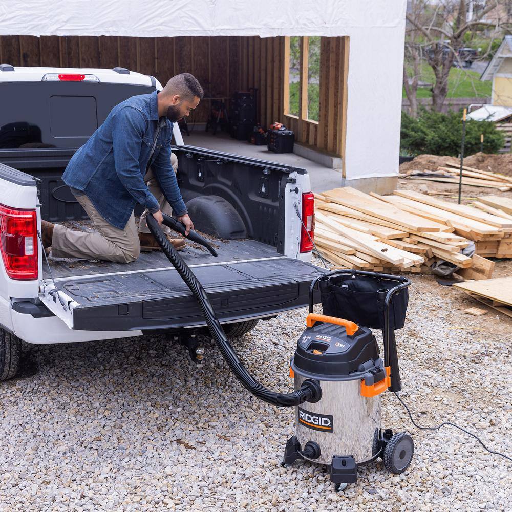 RIDGID WD1956 16 Gallon 6.5 Peak HP Stainless Steel Shop Vac Wet Dry Vacuum with Fine Dust Filter, Hose and Accessory Attachments RIDGID WD1956 16 Gallon 6.5 Peak HP Stainless Steel Shop Vac Wet Dry Vacuum with Fine Dust Filter, Hose and Accessory Attachments - Image 10