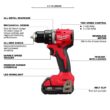 Milwaukee 3601-22CT M18 18V Lithium-Ion Brushless Cordless 1/2 in. Compact Drill/Driver Kit with Two 2.0 Ah Batteries, Charger and Case