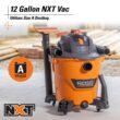 RIDGID HD1200 12 Gallon 5.0 Peak HP NXT Shop Vac Wet Dry Vacuum with General Debris Filter, Locking Hose and Accessory Attachments