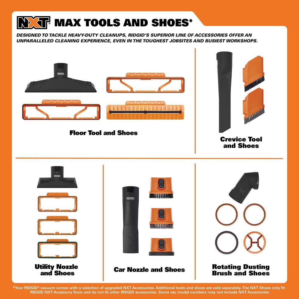 RIDGID HD1401 14 Gallon 6.0 Peak HP NXT Shop Vac Wet Dry Vacuum with Fine Dust Filter, Hose, Accessories and Car Cleaning Kit RIDGID HD1401 14 Gallon 6.0 Peak HP NXT Shop Vac Wet Dry Vacuum with Fine Dust Filter, Hose, Accessories and Car Cleaning Kit - Image 4