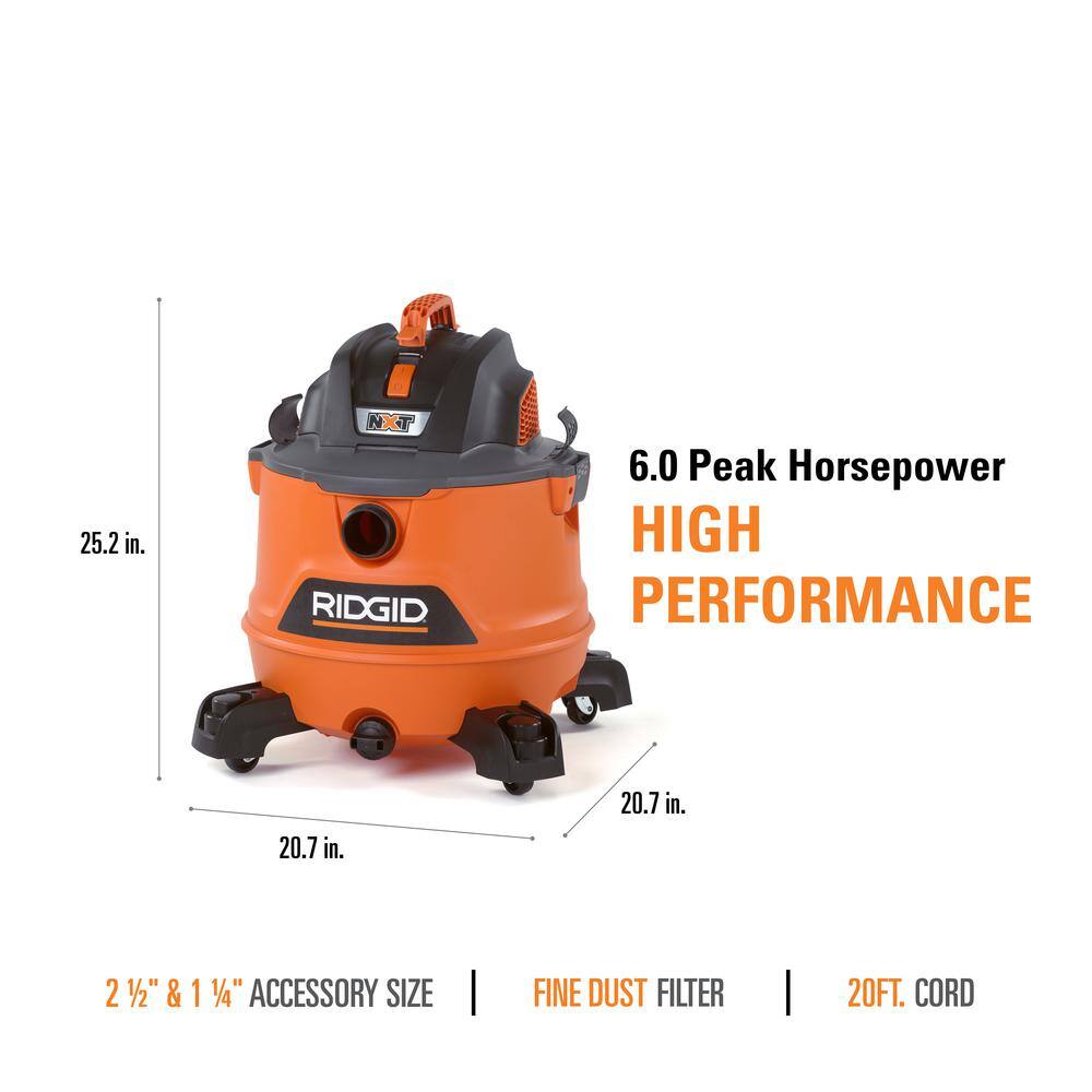 RIDGID HD1401 14 Gallon 6.0 Peak HP NXT Shop Vac Wet Dry Vacuum with Fine Dust Filter, Hose, Accessories and Car Cleaning Kit RIDGID HD1401 14 Gallon 6.0 Peak HP NXT Shop Vac Wet Dry Vacuum with Fine Dust Filter, Hose, Accessories and Car Cleaning Kit - Image 13