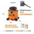 RIDGID HD1600B 16 Gallon 6.5 Peak HP NXT Shop Vac Wet Dry Vacuum with Detachable Blower, Filter, Dust Bags, Hose and Accessories