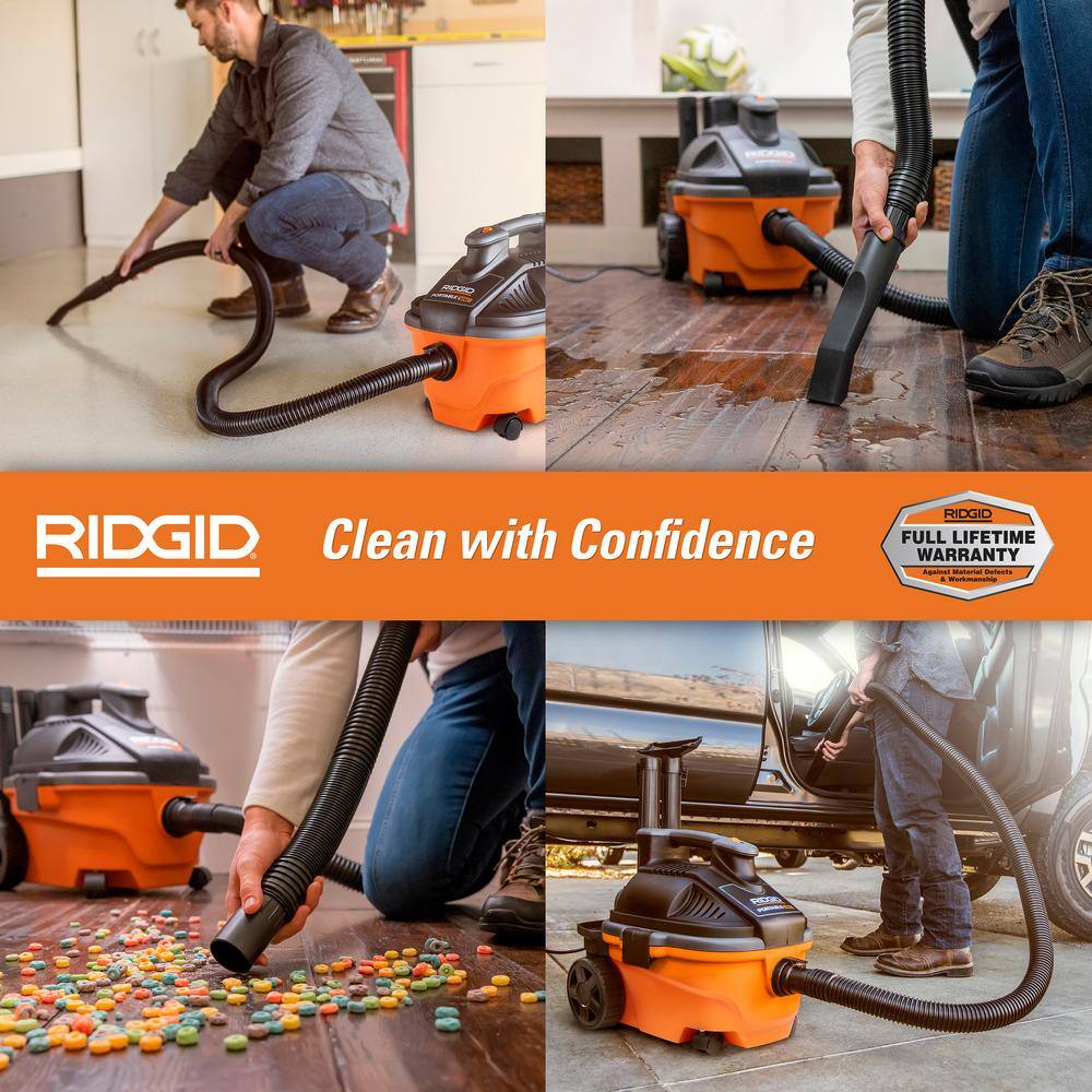 RIDGID WD4070C 4 Gallon 5.0 Peak HP Portable Shop Vac Wet Dry Vacuum with Fine Dust Filter, Hose, Accessories and Car Cleaning Kit RIDGID WD4070C 4 Gallon 5.0 Peak HP Portable Shop Vac Wet Dry Vacuum with Fine Dust Filter, Hose, Accessories and Car Cleaning Kit - Image 2